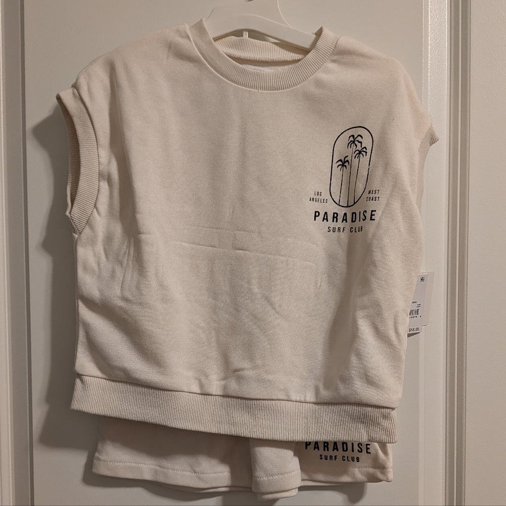 Grayson Mini Paradise Surf Club Kids Cream Sweatshirt Set 3T